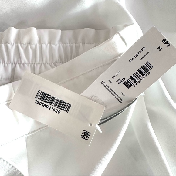 NWT Liz Claiborne Pants Size 14 White‎ High Waist Extra Wide Leg Cropped Belted - Picture 4 of 9